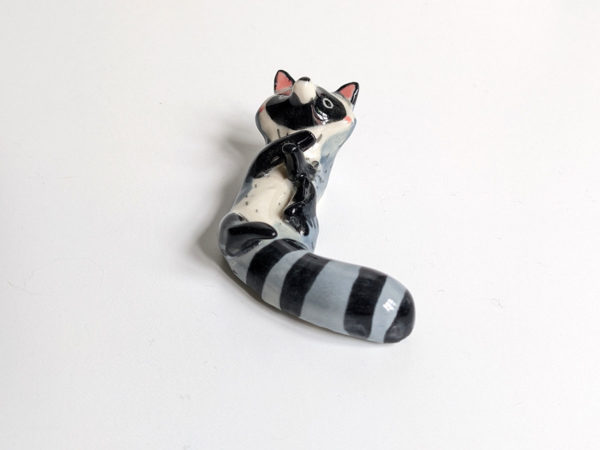 porcelain raccoon chopstick holder