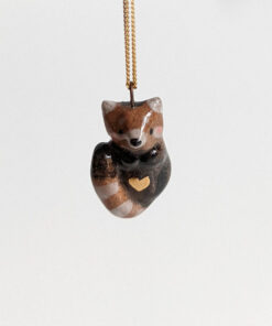 porcelain pendant red panda handmade