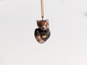 porcelain pendant red panda handmade