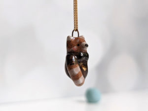 porcelain pendant red panda handmade