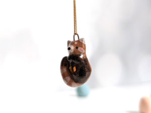 porcelain pendant red panda handmade