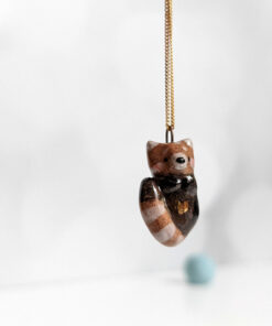 porcelain pendant red panda handmade