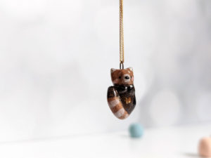 porcelain pendant red panda handmade