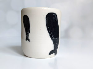 handmade mug sleeping spermwhales porcelain