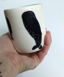 handmade mug sleeping spermwhales porcelain