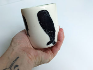 handmade mug sleeping spermwhales porcelain
