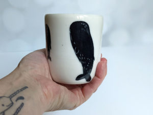 handmade mug sleeping spermwhales porcelain