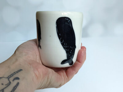 handmade mug sleeping spermwhales porcelain