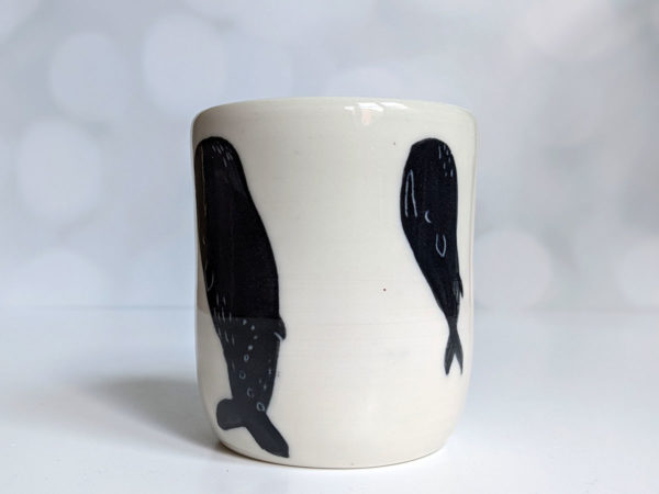 handmade mug sleeping spermwhales porcelain