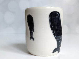 handmade mug sleeping spermwhales porcelain