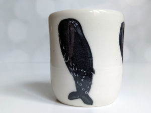 handmade mug sleeping spermwhales porcelain