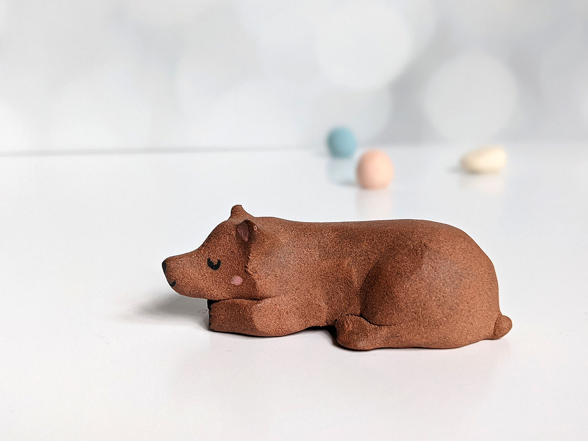 Beautiful Brown Bear Clay Pot