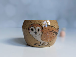 stoneware speckled owl tumbler