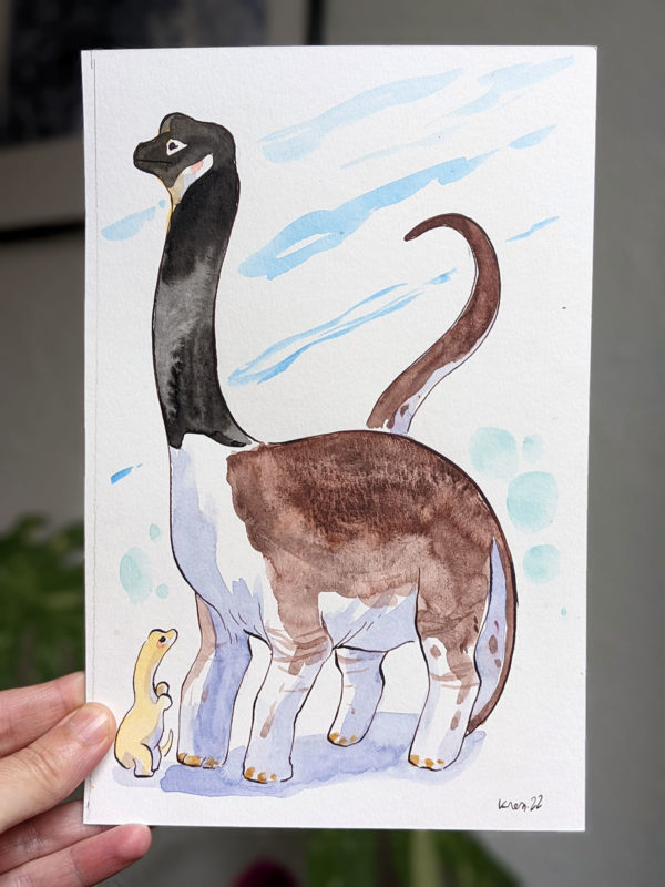 original brachiosaur mama watercolor