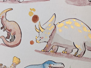 Cute Dinosaurs Watercolor Original Painting