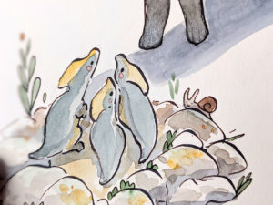original parasaurolophus mama watercolor