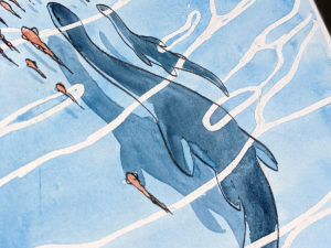 original plesiosaur mama watercolor