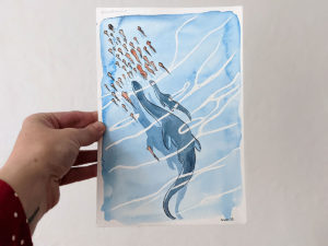 original plesiosaur mama watercolor
