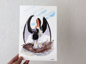 original pterosaur mama watercolor