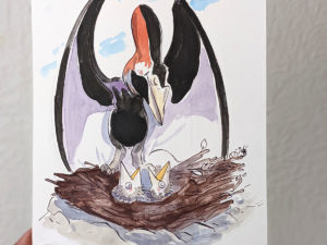 original pterosaur mama watercolor