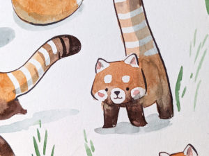 red panda pattern original watercolor