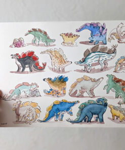 original watercolor cute stegosaurus