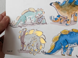 original watercolor cute stegosaurus