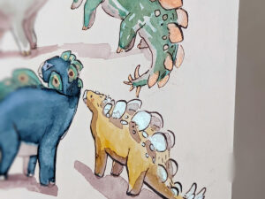 original watercolor cute stegosaurus