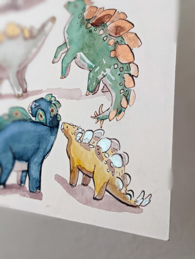 original watercolor cute stegosaurus