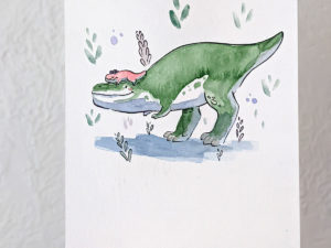 original t-rex mama watercolor