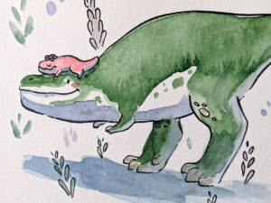 original t-rex mama watercolor