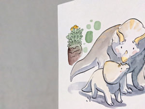 original triceratops mama watercolor