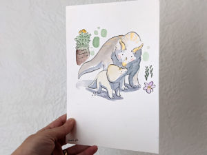 original triceratops mama watercolor