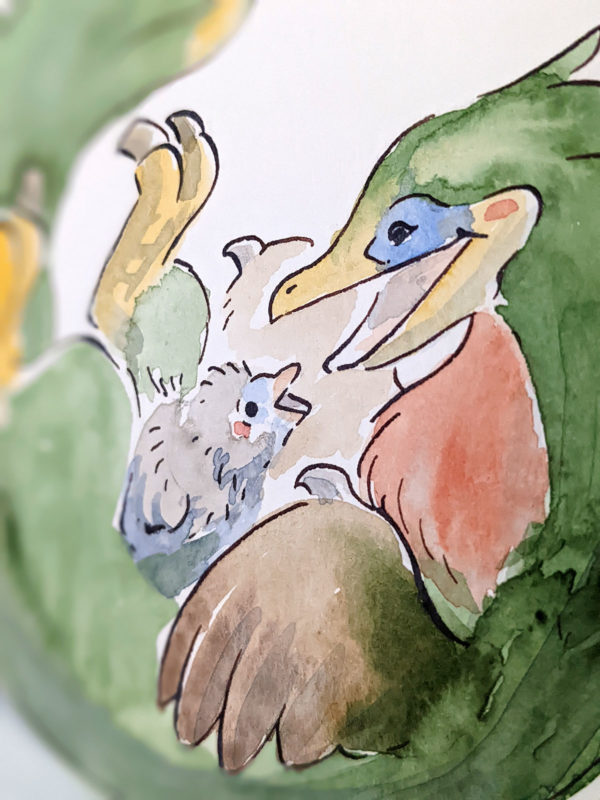 original velociraptor mama watercolor