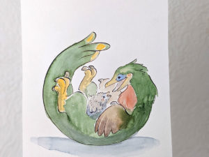 original velociraptor mama watercolor