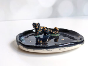 black leopard jewelry tray