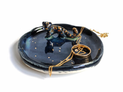 black leopard jewelry tray