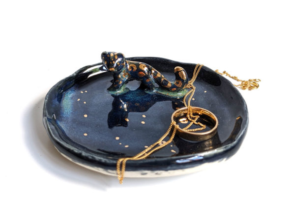 black leopard jewelry tray