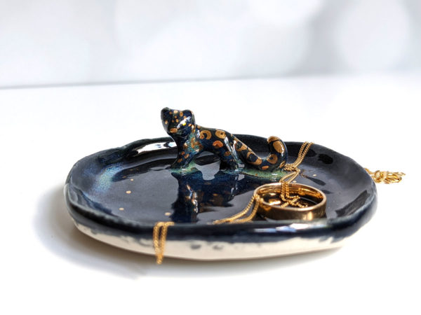 black leopard jewelry tray