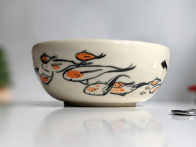 handmade koi porcelain bowl