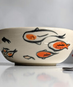 handmade koi porcelain bowl