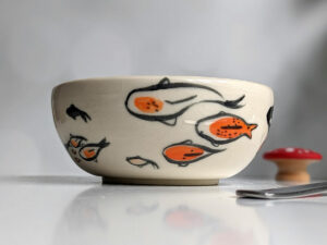 handmade koi porcelain bowl