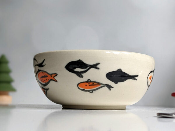 handmade koi porcelain bowl