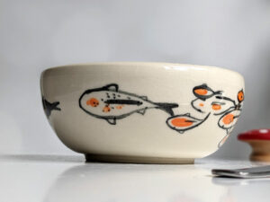 handmade koi porcelain bowl