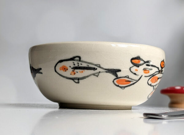 handmade koi porcelain bowl