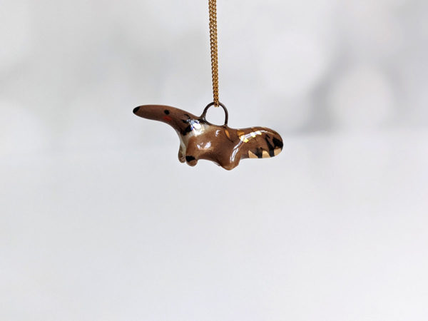 handmade porcelain anteater pendant