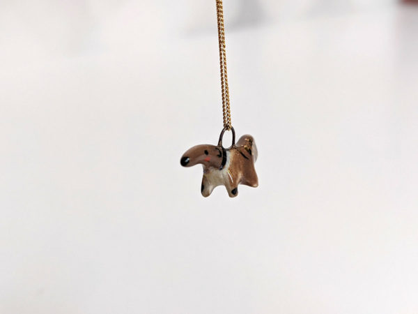 handmade porcelain anteater pendant