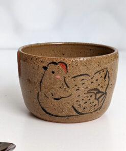 speckled stoneware cup hen chicken