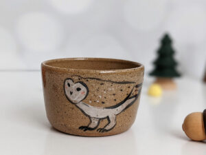 speckled ceramic owl cup