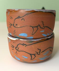 cute otter tumbler handmade in red clay kness